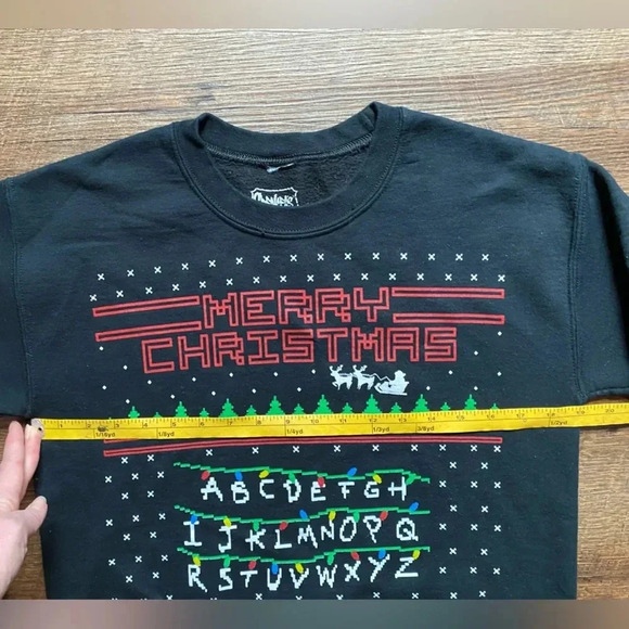SPENCER’S Stranger Things Christmas sweatshirt The Upside Down sz S holiday EUC - Picture 7 of 8